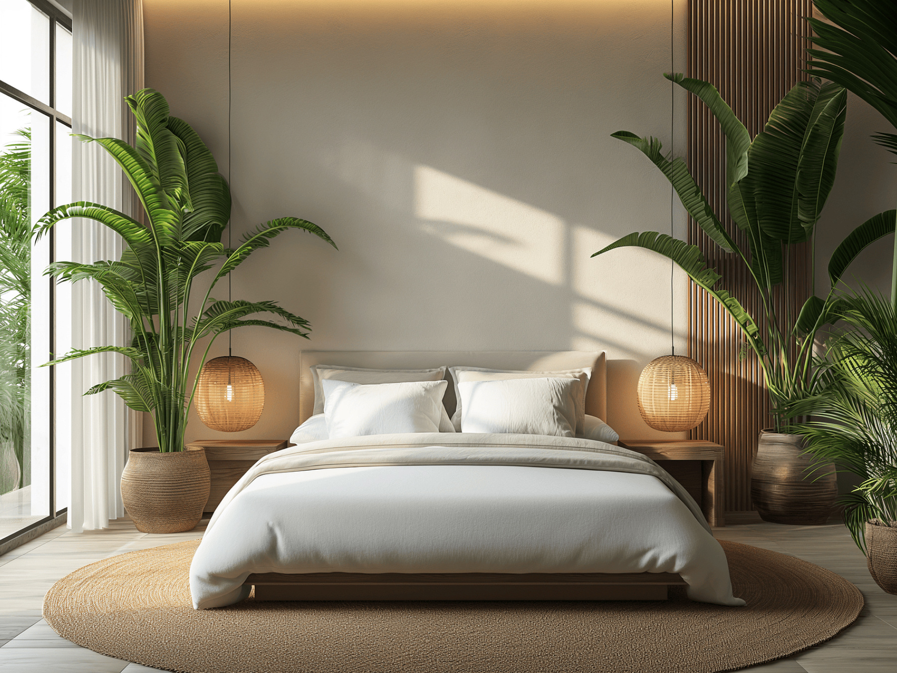 Modern luxury bedroom in a neutral colour palette