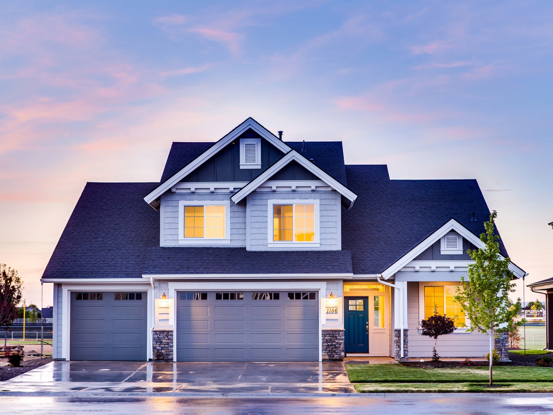 Beautiful home with lights on