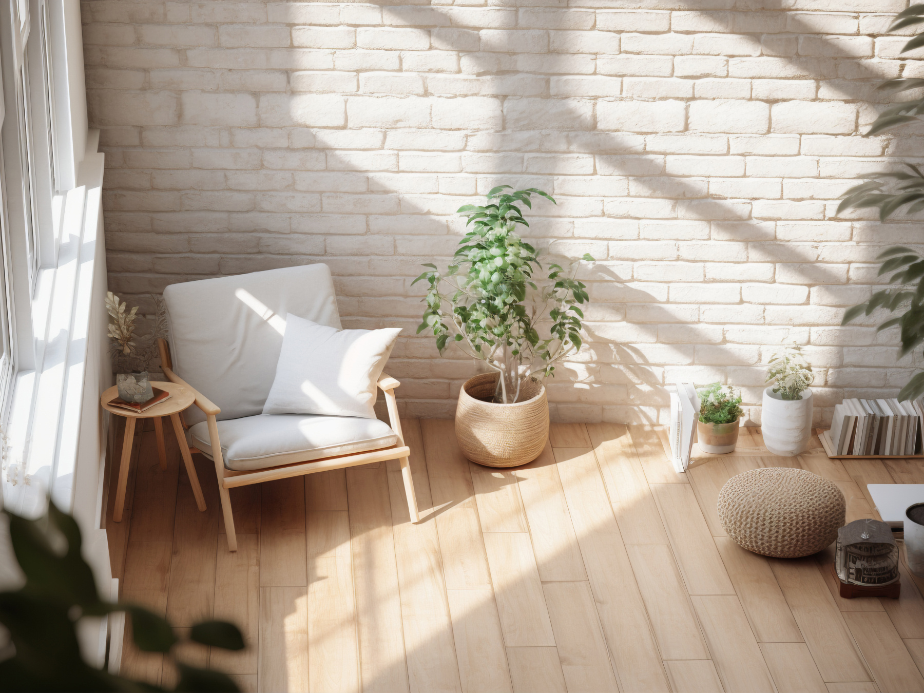 Minimalist living room design with wooden floors