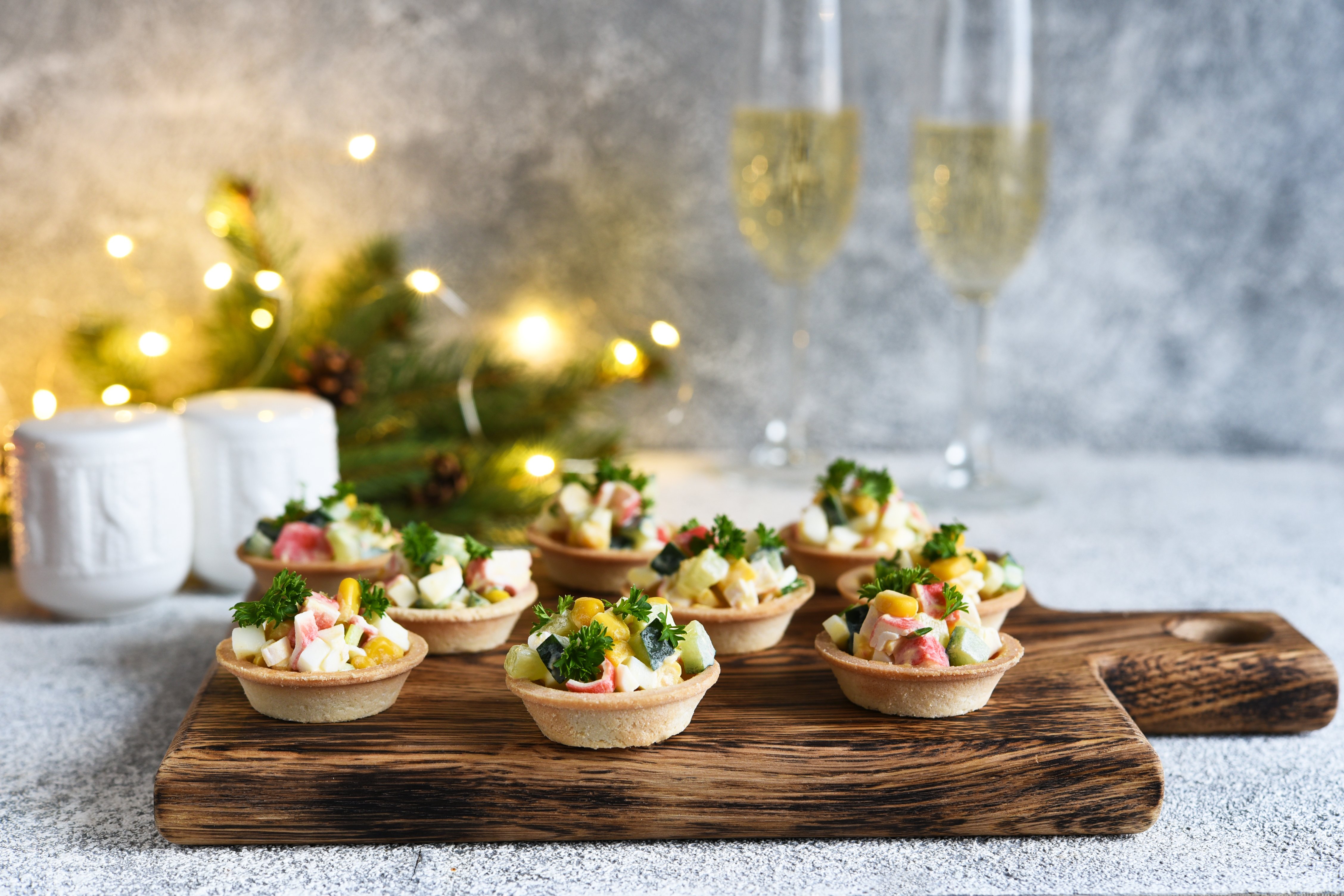tartlets-with-crab-sticks-corn-champagne-glass-new-year-s-table